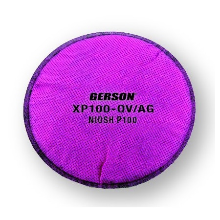 Gerson Respirator Particulate Filter Discs, P100/OV/AG, Pancake Style, Case of 50 Pairs, 100PK 08XP100-OV/AG